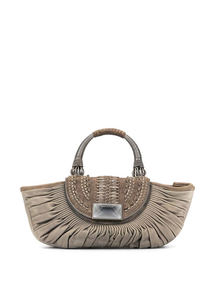 Christian Dior Pre-owned Ruched Leather Handbag - Grey