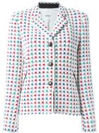 Armani Collezioni Checked Blazer, Women's, Size: 48, White, Cotton/polyester/spandex/elastane/polyester