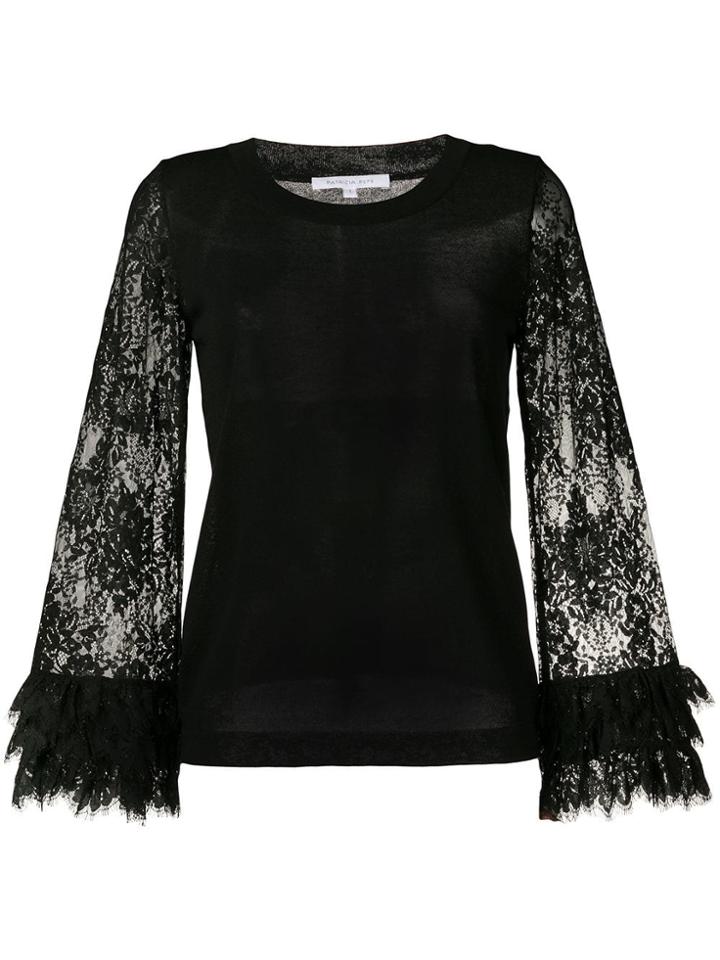 Patrizia Pepe Lace Sleeves Blouse - Black