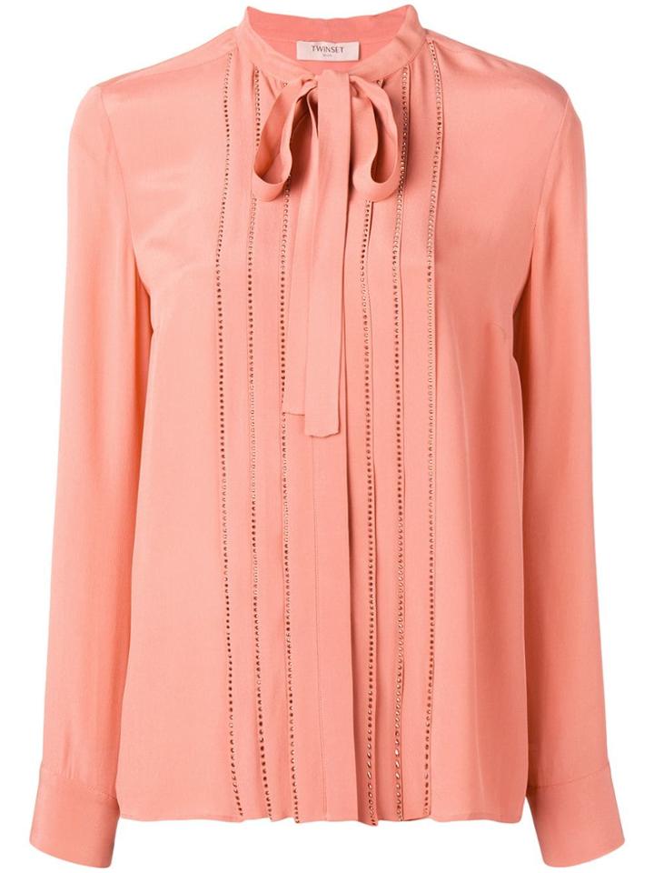 Twin-set Crystal-embellished Crepe Blouse - Orange