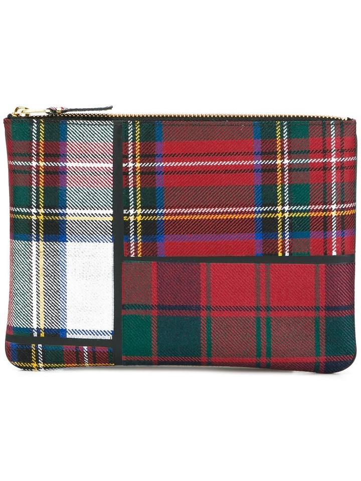 Comme Des Garçons Wallet Tartan Patchwork Clutch, Adult Unisex, Polyurethane/wool