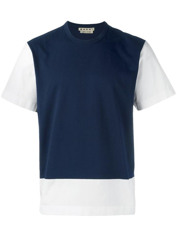 Marni Two Tone T-shirt, Men's, Size: 46, Blue, Cotton