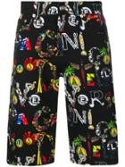 Versus Printed Denim Shorts - Black