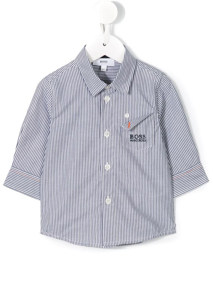 Boss Kids - Striped Shirt - Kids - Cotton - 6 Mth, Infant Boy's, Blue