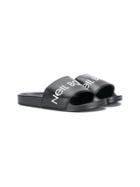 Neil Barrett Kids Teen Logo Slides - Black