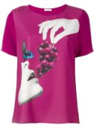 P.a.r.o.s.h. Grape Print T-shirt, Women's, Size: Xl, Pink/purple, Polyester/spandex/elastane
