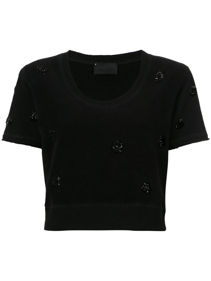 Andrea Bogosian Embroidered Crop Top - Black