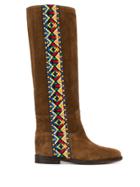 Via Roma 15 Aztec Print Panel Boots - Brown