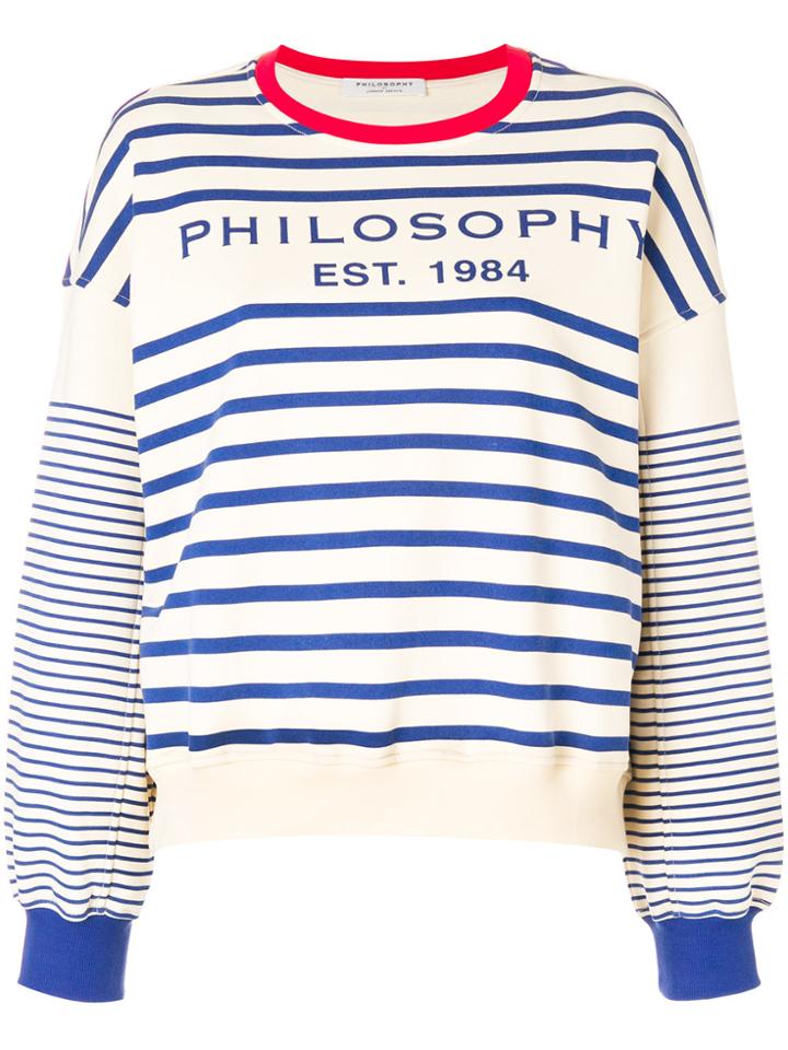 Philosophy Di Lorenzo Serafini Striped Logo Sweatshirt - Blue