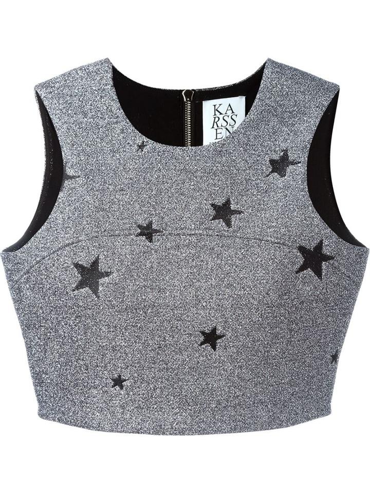 Zoe Karssen Embroidered Star Crop Top
