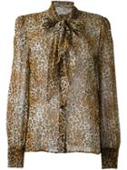 Saint Laurent Signature Lavaliere Blouse, Women's, Size: 42, Nude/neutrals, Silk