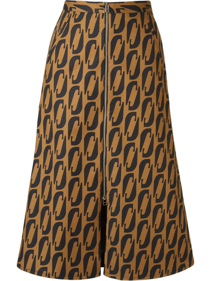 Andrea Marques Printed Midi Flared Skirt - Brown