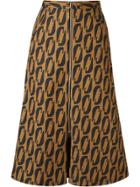 Andrea Marques Printed Midi Flared Skirt - Brown