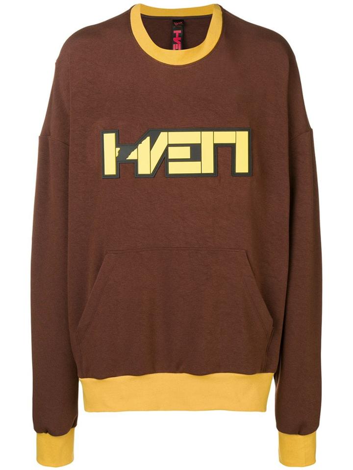 H Rv Rk Logo Colour-block Sweater - Brown