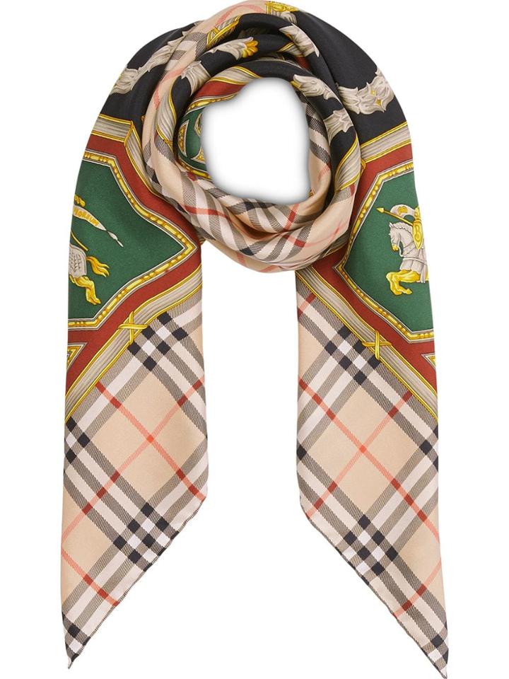 Burberry Check Archive Scarf Print Silk Square Scarf - Neutrals