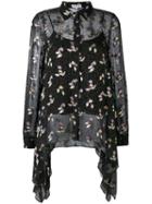 Opening Ceremony - Floral Draped Shirt - Women - Silk/viscose - 4, Black, Silk/viscose
