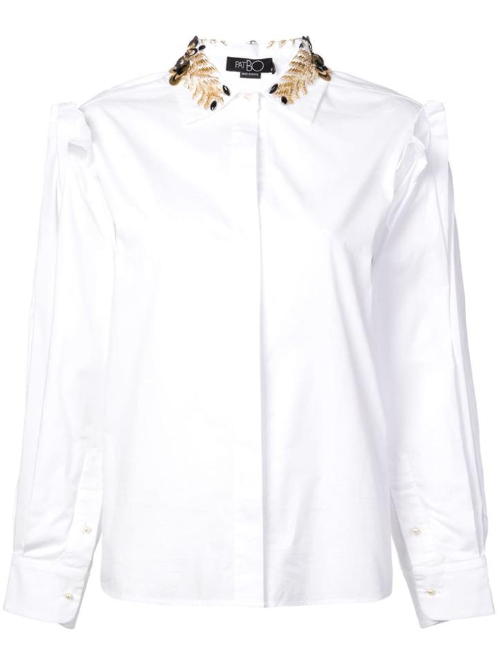 Patbo Bead Embroidered Collar Shirt - White