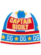 Dolce & Gabbana Captain Sicily Print Beanie Hat - Red