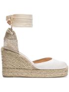 Castañer Cream Carina 80 Satin Wedge Heels - Neutrals