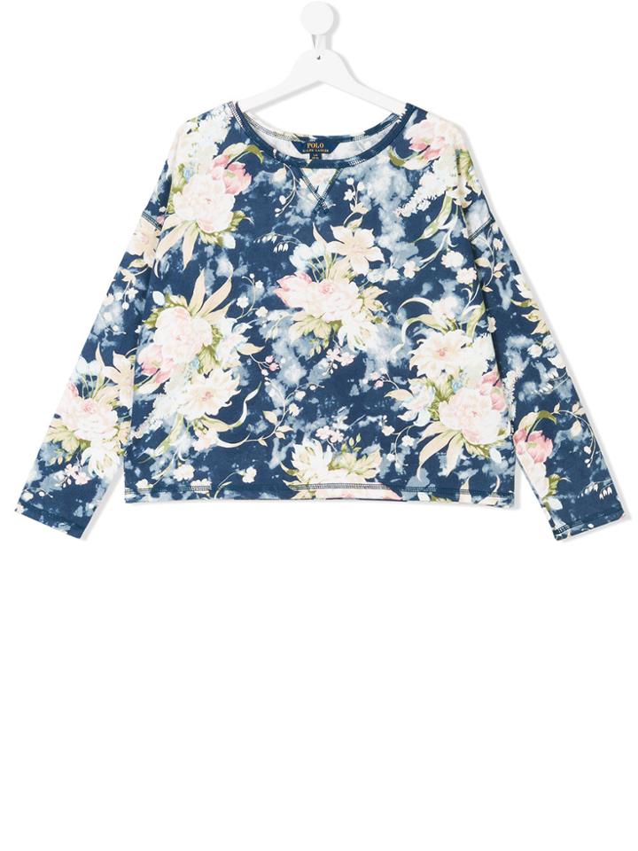 Ralph Lauren Kids Teen Floral Printed Sweatshirt - Blue