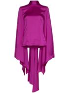 Solace London Ali High Neck Balloon Sleeve Top - Purple