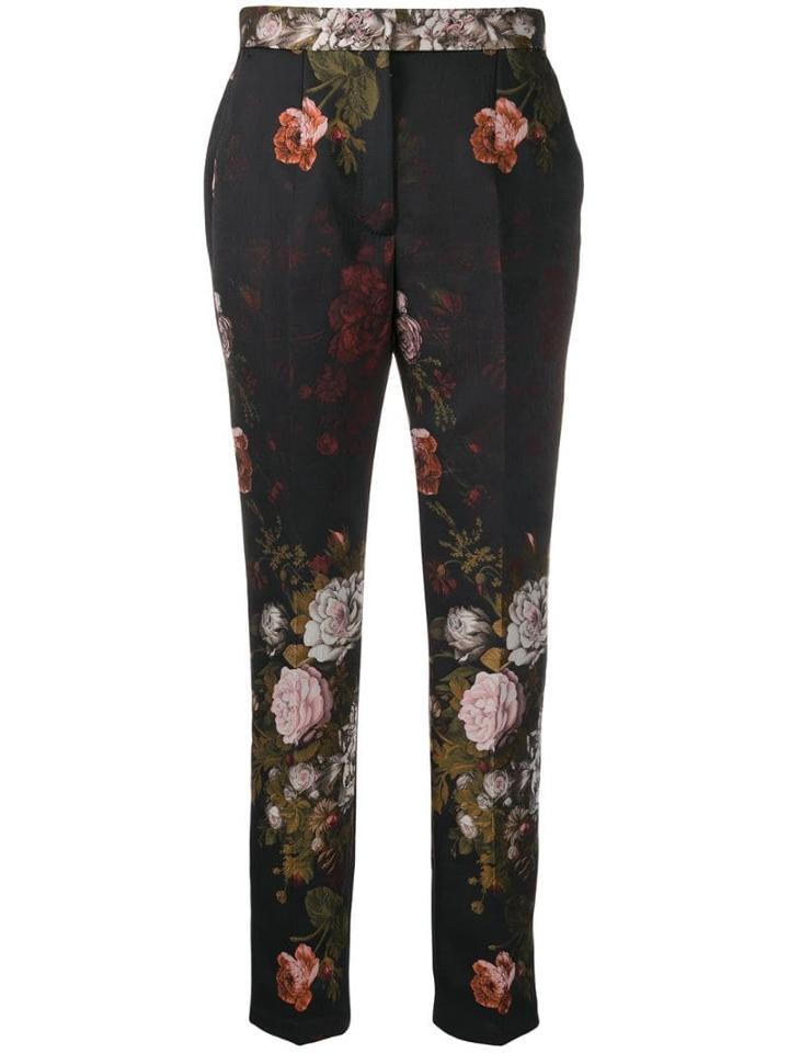 Dolce & Gabbana Slim Fit Floral Trousers - Black