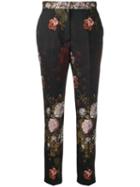 Dolce & Gabbana Slim Fit Floral Trousers - Black