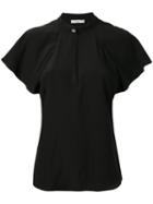 Lanvin - Petal Sleeve Top - Women - Silk - 40, Black, Silk