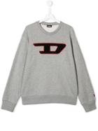 Diesel Kids Logo Embroidered Sweater - Grey