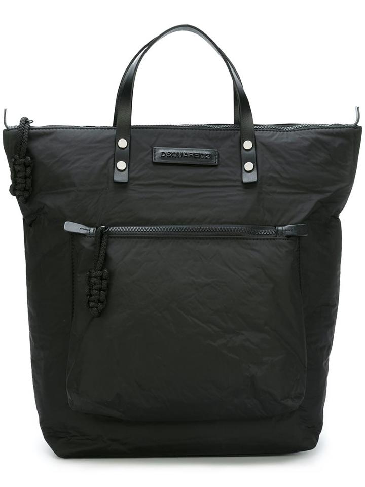 Dsquared2 Shopper Tote, Men's, Black, Nylon/leather/cotton
