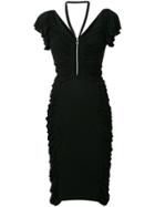 Karl Lagerfeld Ruched Zipped Dress - Black