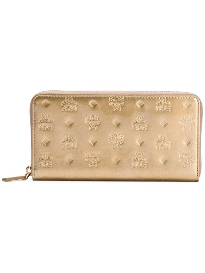 Mcm Zip Around Wallet - Gold