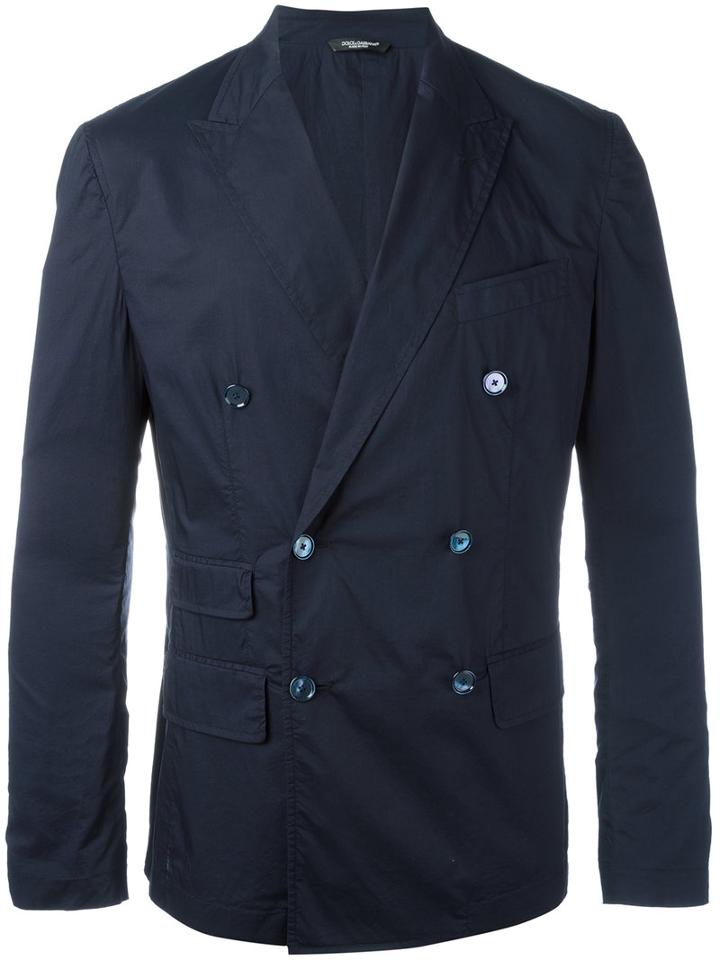 Dolce & Gabbana Double-breasted Blazer, Men's, Size: 46, Blue, Cotton