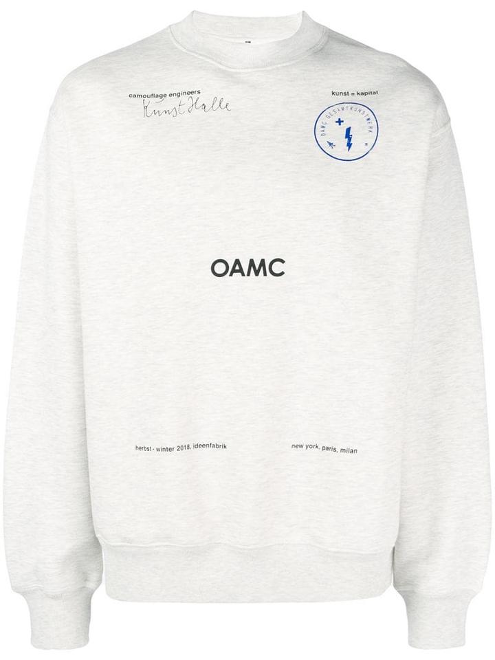 Oamc Slogan Crewneck Sweatshirt - Grey