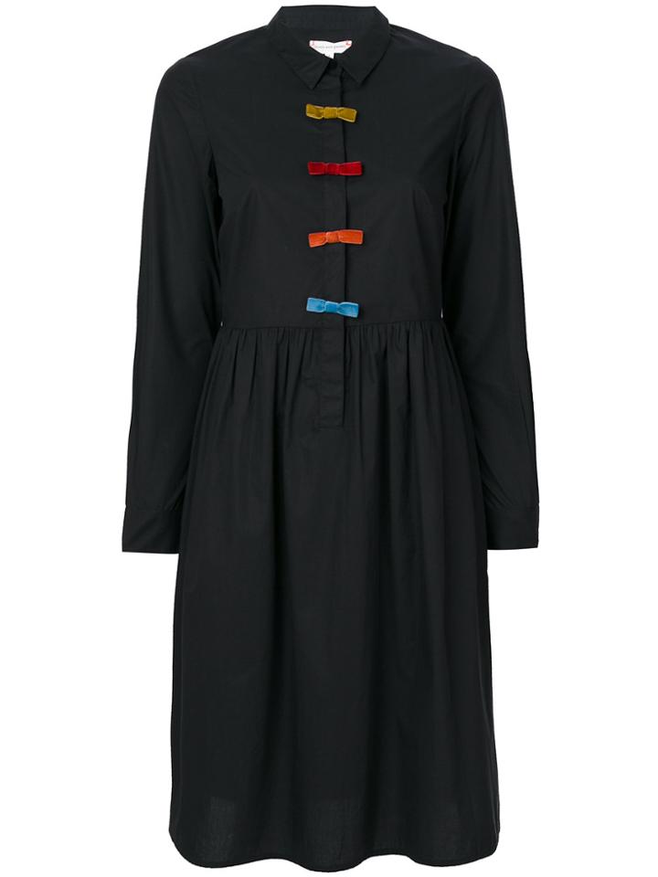 Chinti & Parker Bow Embroidered Shirt Dress - Black