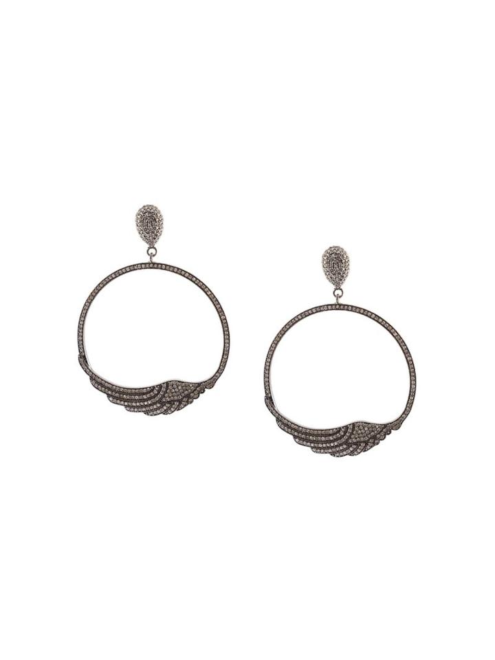 Carole Shashona 'wing' Hoop Diamond Earrings, Women's, Black