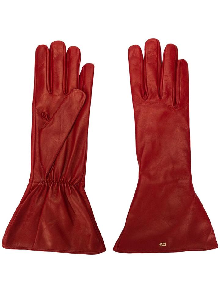 Dolce & Gabbana Leather Gloves - Red