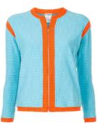Chanel Pre-owned Logo Embossed Zipped Cardigan - Blue