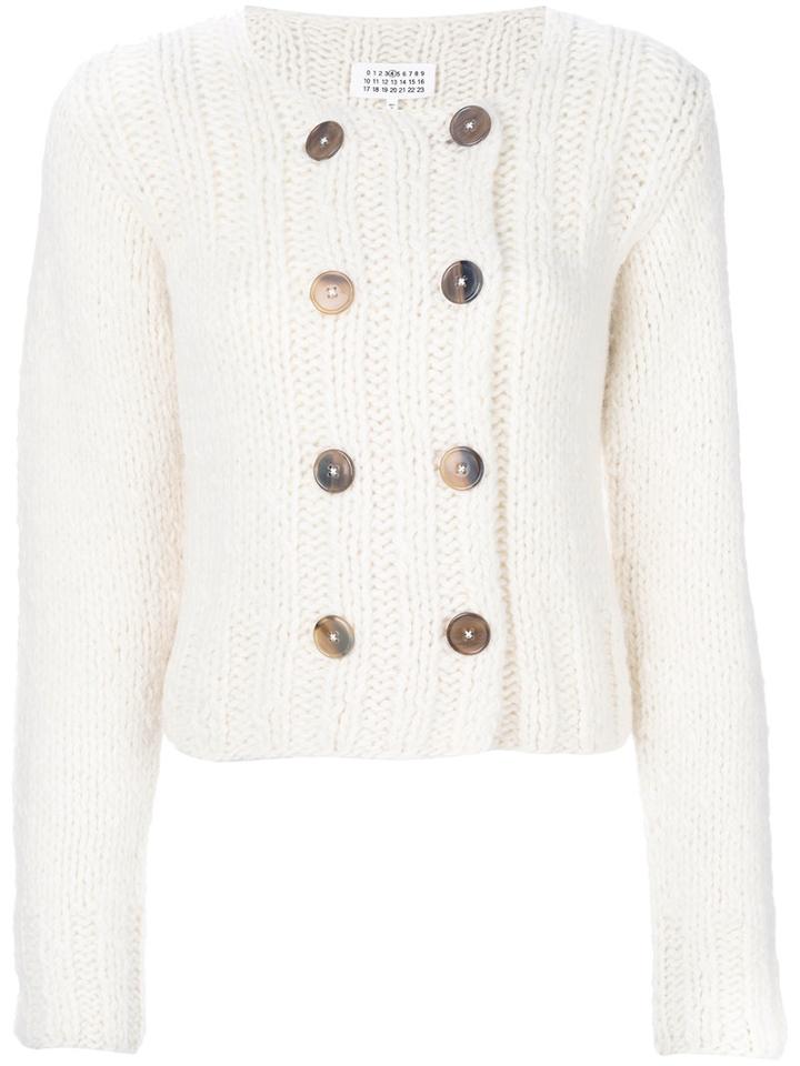 Maison Margiela - Buttoned Cropped Cardigan - Women - Acrylic/wool/alpaca - S, White, Acrylic/wool/alpaca