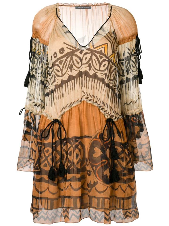 Alberta Ferretti Printed Dress - Brown