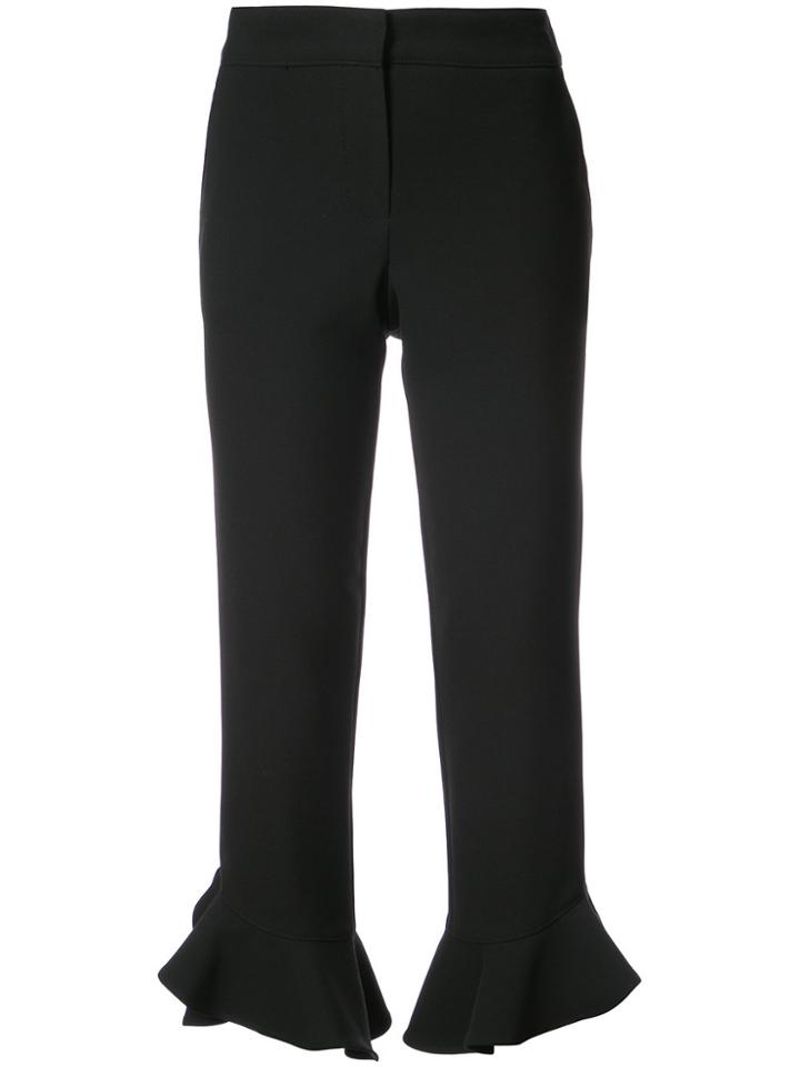 Trina Turk Cropped Frill Trousers - Black