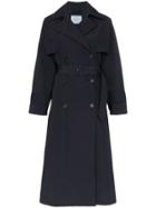 Prada Double-breasted Belted Cotton Blend Trench Coat - Blue