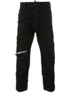 Dsquared2 Glam Head Distressed Patchwork Jeans, Size: 46, Black, Cotton/spandex/elastane/calf Leather