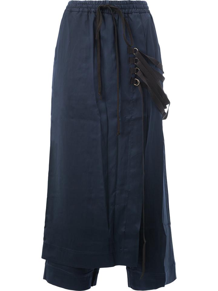 Song For The Mute - Strappy Apron Cropped Trousers - Women - Cotton/polyester/spandex/elastane/viscose - 38, Blue, Cotton/polyester/spandex/elastane/viscose