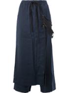 Song For The Mute - Strappy Apron Cropped Trousers - Women - Cotton/polyester/spandex/elastane/viscose - 38, Blue, Cotton/polyester/spandex/elastane/viscose