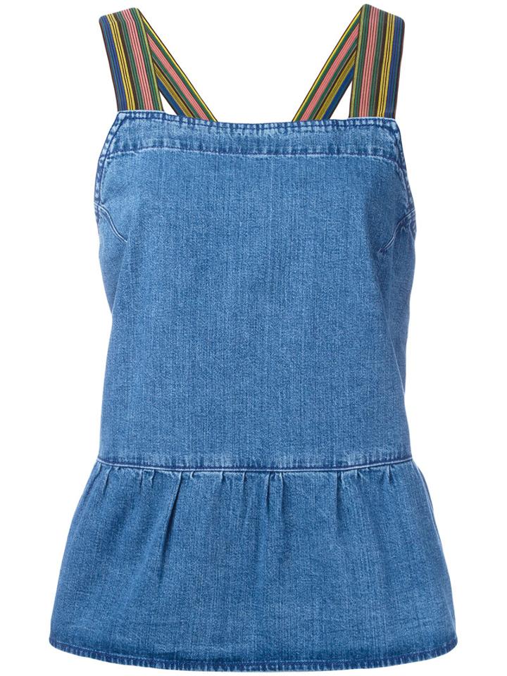 Mih Jeans Rango Pinafore Blouse, Women's, Size: Small, Blue, Cotton