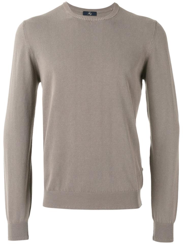 Fay Crew-neck Jumper, Men's, Size: 54, Nude/neutrals, Cotton