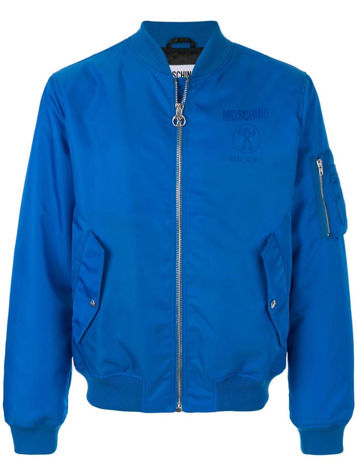Moschino Logo Bomber Jacket - Blue