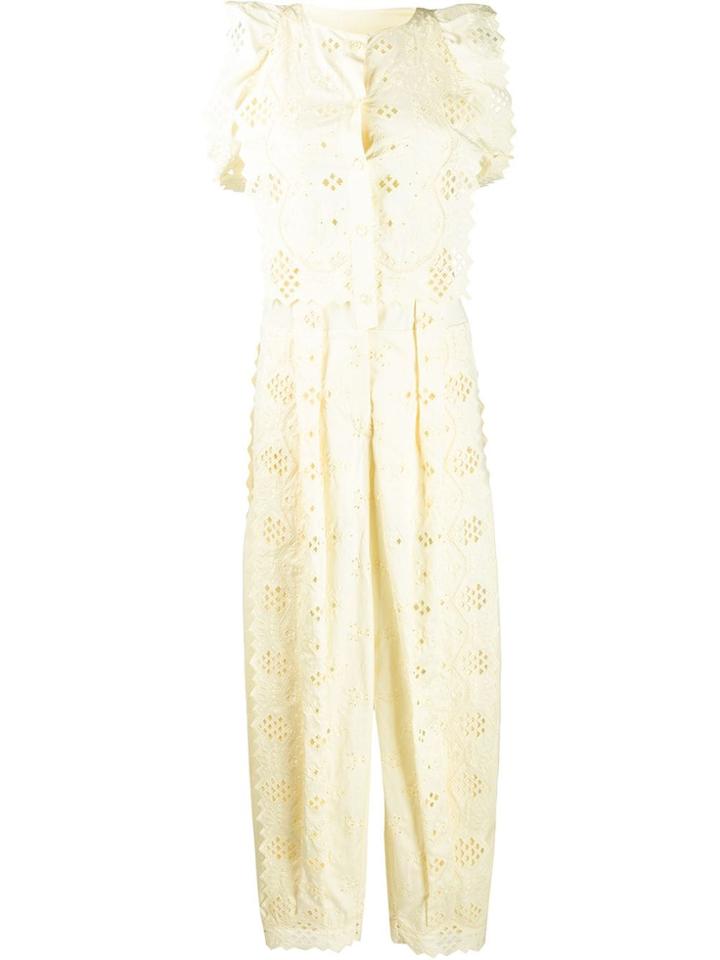 Alberta Ferretti Broderie Anglaise Jumpsuit - Yellow