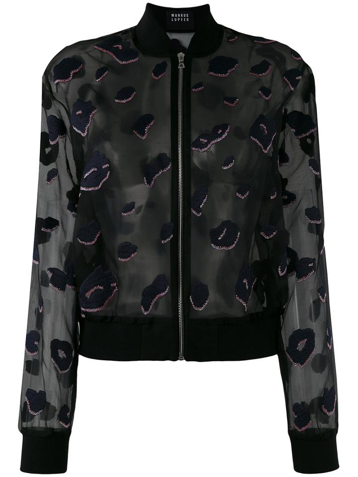 Markus Lupfer Sheer Jacket, Women's, Size: Small, Black, Silk/cotton/polyamide/glass